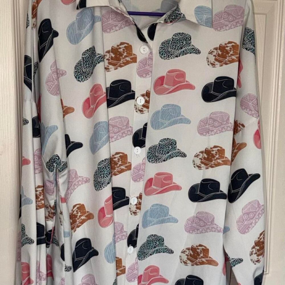 Cowboy Hat Oversized LS Shirt- Medium